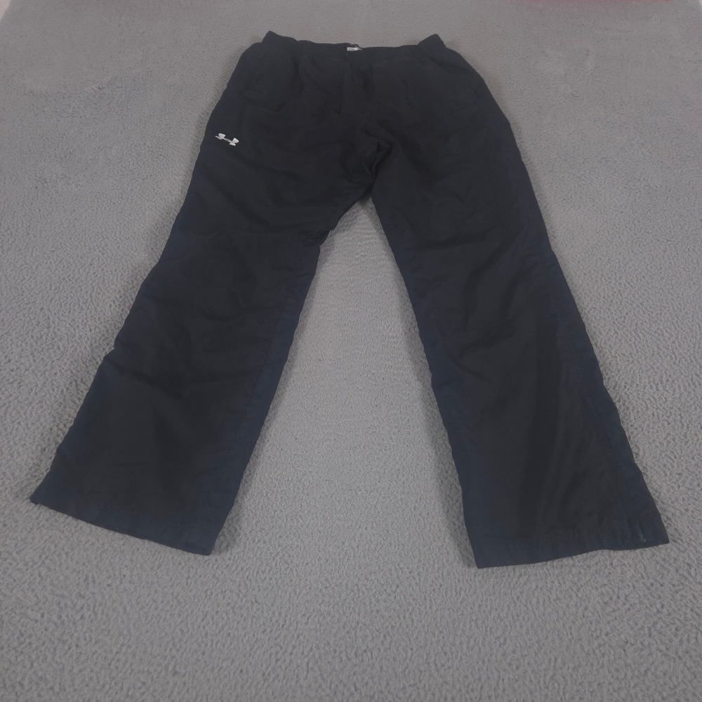 VINTAGE Under Armour Pants Mens L Black Straight Leg Polyester Track Y2K 00s